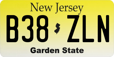 NJ license plate B38ZLN