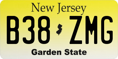 NJ license plate B38ZMG