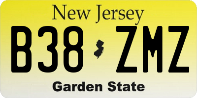 NJ license plate B38ZMZ
