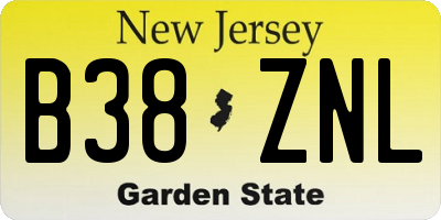 NJ license plate B38ZNL
