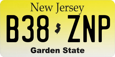 NJ license plate B38ZNP