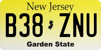 NJ license plate B38ZNU