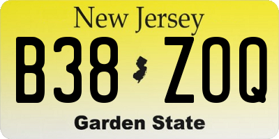 NJ license plate B38ZOQ