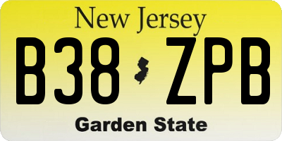 NJ license plate B38ZPB