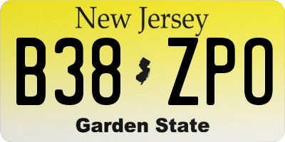 NJ license plate B38ZPO