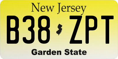 NJ license plate B38ZPT