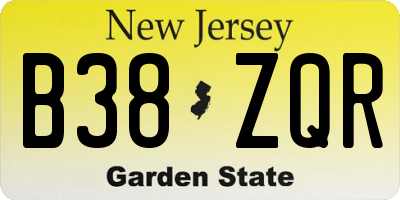 NJ license plate B38ZQR