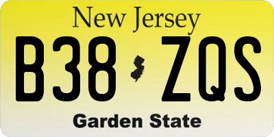 NJ license plate B38ZQS