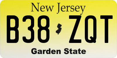 NJ license plate B38ZQT