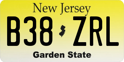 NJ license plate B38ZRL