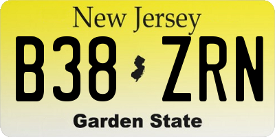 NJ license plate B38ZRN