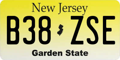 NJ license plate B38ZSE