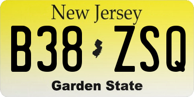 NJ license plate B38ZSQ