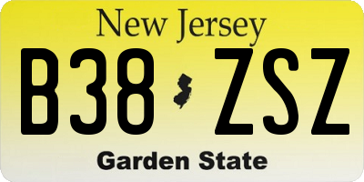 NJ license plate B38ZSZ