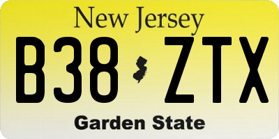 NJ license plate B38ZTX