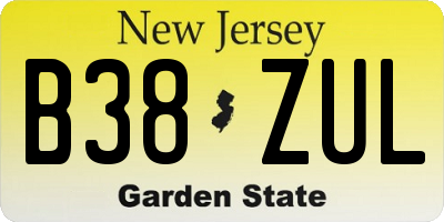 NJ license plate B38ZUL