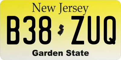 NJ license plate B38ZUQ