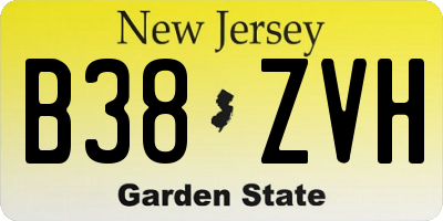NJ license plate B38ZVH