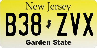 NJ license plate B38ZVX