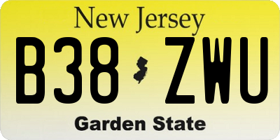 NJ license plate B38ZWU