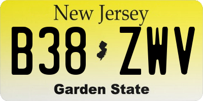 NJ license plate B38ZWV