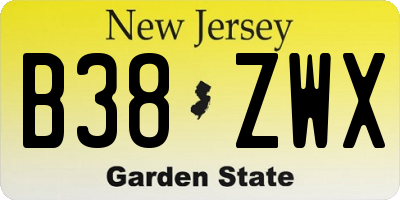 NJ license plate B38ZWX