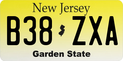 NJ license plate B38ZXA