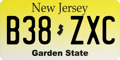 NJ license plate B38ZXC