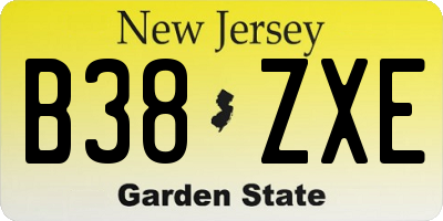 NJ license plate B38ZXE