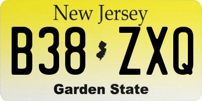 NJ license plate B38ZXQ
