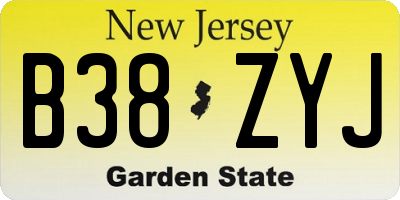 NJ license plate B38ZYJ
