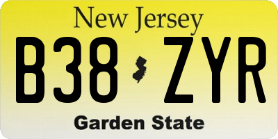 NJ license plate B38ZYR