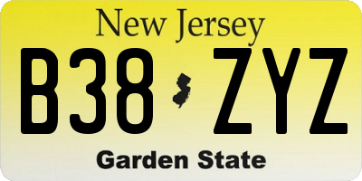 NJ license plate B38ZYZ