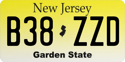 NJ license plate B38ZZD