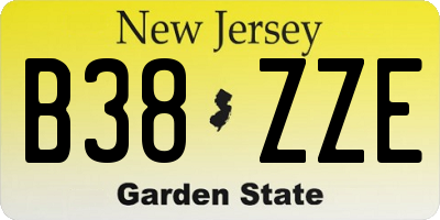 NJ license plate B38ZZE