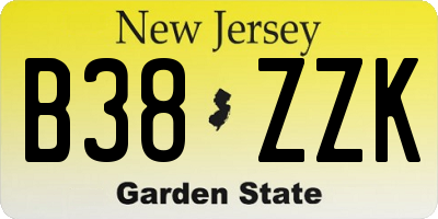 NJ license plate B38ZZK