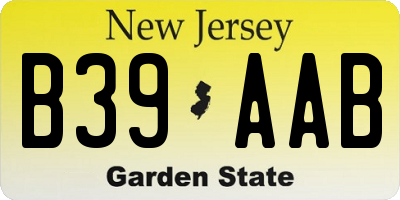 NJ license plate B39AAB