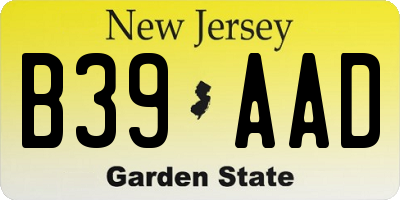 NJ license plate B39AAD
