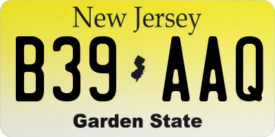 NJ license plate B39AAQ