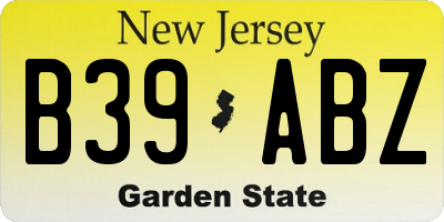 NJ license plate B39ABZ