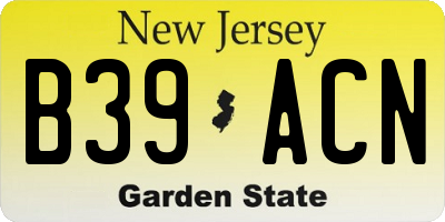 NJ license plate B39ACN