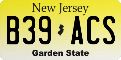 NJ license plate B39ACS