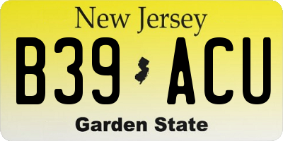 NJ license plate B39ACU