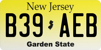 NJ license plate B39AEB