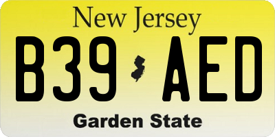 NJ license plate B39AED