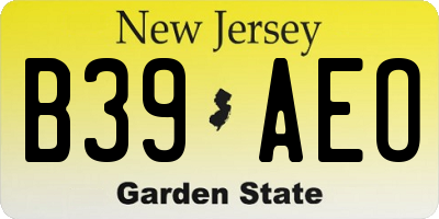 NJ license plate B39AEO