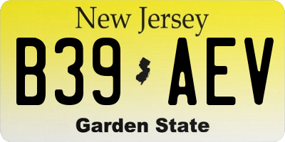 NJ license plate B39AEV