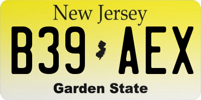 NJ license plate B39AEX