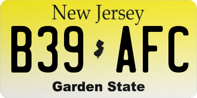 NJ license plate B39AFC