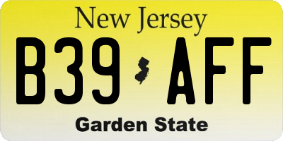 NJ license plate B39AFF